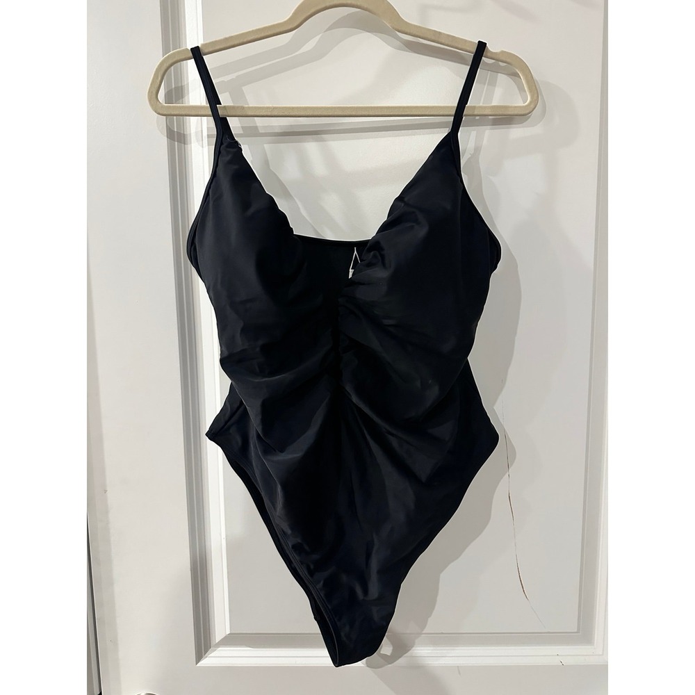 NEW One Piece Black Swimsuit V Plunge Size XL